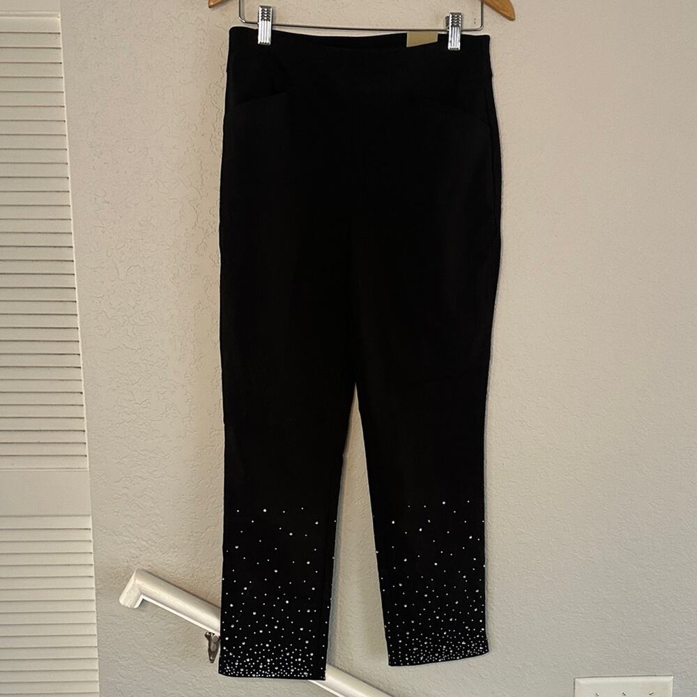 NEW Chico’s Black Ankle Pants Sequin Hem Sparkle Glam Party Mobwife Cocktail